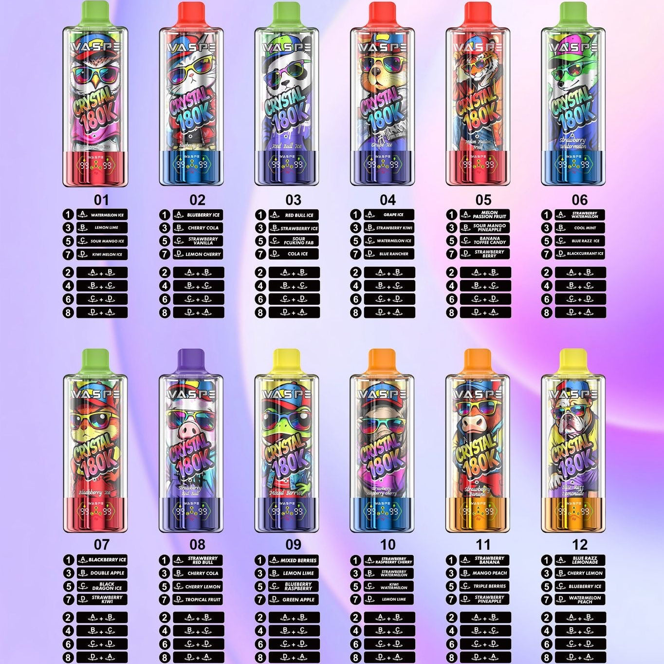 WASPE CRYSTAL 180K Puffs 8en1