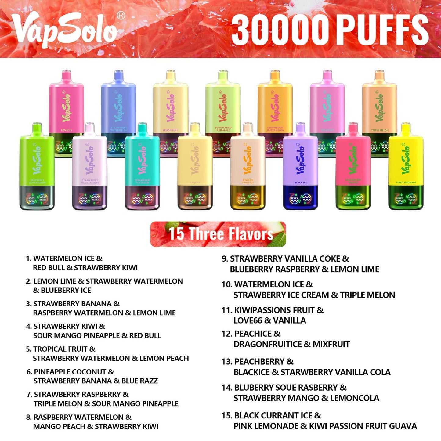 VAPSOLO TRIPLE 30000puff (Nuevos Sabores)