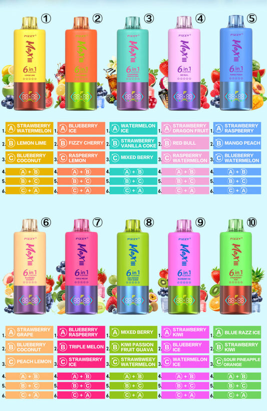 Pack de 10 FIZZY 6en1 60.000puff