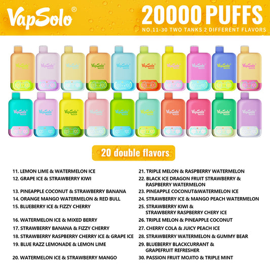 VAPSOLO TWINS  20000puff DOBLE SABOR (Oferta)